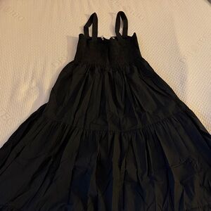 bishop + young Black Smocked Dress with Straps